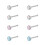 CZ nose studs stainless steel bone shape 8 pcs 1