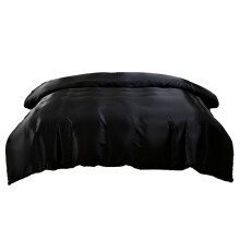 Queen Size Satin Duvet Cover 203x229cm Black Polyester