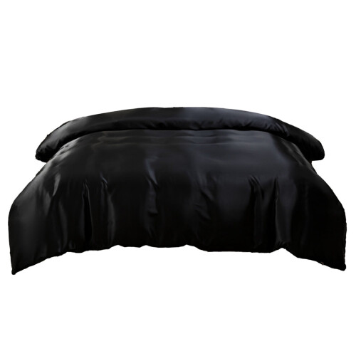 Queen Size Satin Duvet Cover 203x229cm Black Polyester