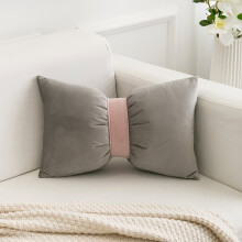 Grey Bow-Shaped Pillow Soft Decorative Throw Pillow 30x50cm