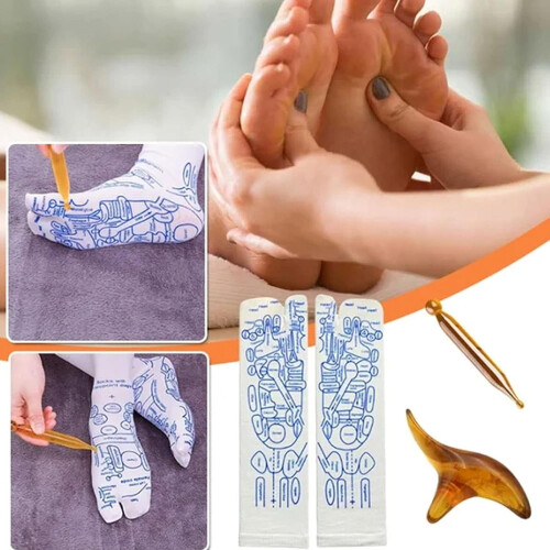 Kit de Meias de Reflexologia Acusocks com Mapa e Ferramenta de Massagem 1