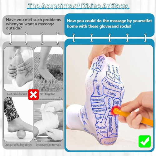 Kit de Meias de Reflexologia Acusocks com Mapa e Ferramenta de Massagem 2