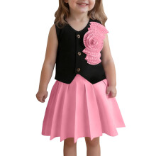 Mädchen Rosa 2-teiliges Set Vintage-Weste und Faltenrock Größe