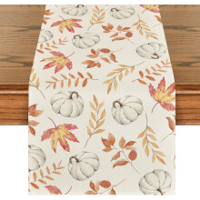 Camino de mesa decorativo otoñal con motivo de calabazas 40x140 cm color naranja — textiles cocina, decoración mesa