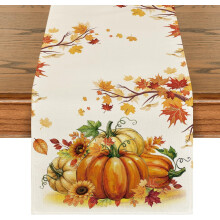 Camino de mesa decorativo otoñal con diseño de calabazas y decoración 40 x 240 cm — textiles hogar, decoración comedor
