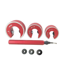 Copper Tubing Cutter Set Copper Pipe Cutter Tool,Include 3pcs 1/2-1in.Cutters,1pc Trimming Knife,3 Spare Cutting Wheel A