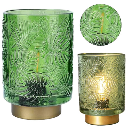 Abajur de mesa LED com bateria e cúpula de vidro dourado 1