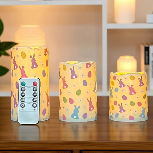 Ensemble de 6 bougies LED de Pâques avec télécommande