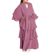 Chiffon-Abaya-Kleid mit Lagen für Mädchen, rosa, Größe 120