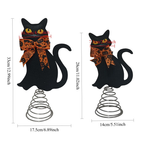 Black Cat Tree Topper with Stand and Interchangeable Bows 1