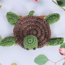 Turtle-shaped crochet drink coasters handmade set of 4