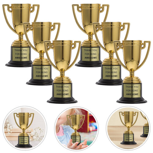 Coppe trofeo dorate in plastica, 6 pezzi