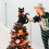 Black Cat Tree Topper with Stand and Interchangeable Bows 4