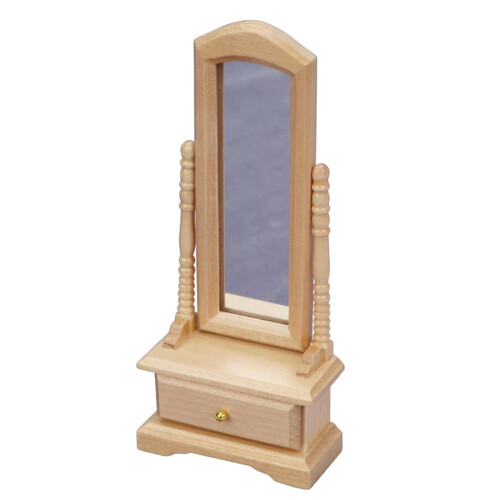 Miroir de coiffeuse pour maison de poupée 1:12, en bois avec tiroirs 1