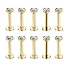 Läpp Labret Rings Set Zircon 10 Delar
