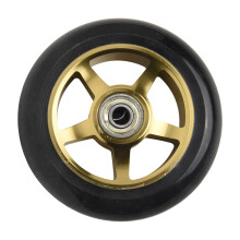 Elektrische scooter met PU-wielen van 100 mm met lagers en aluminium naaf.