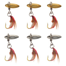 6Pcs Fishing Spoons Lures Sequins Baits-Red 6 piece round bo