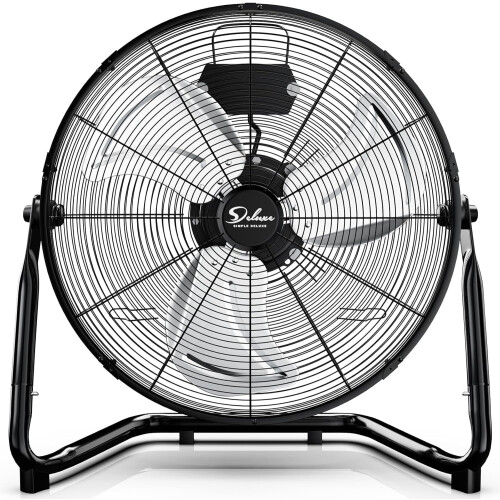 Ventilador de chão de 20 polegadas de alta velocidade com 3 velocidades, estrutura robusta em metal.
