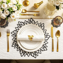 Hibiscusbloem placemats van metallic vinyl (4 stuks)