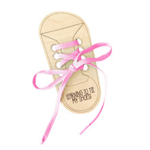 Multipurpose Wooden Lacing Shoe Toy Promotes Creativity-Pink
