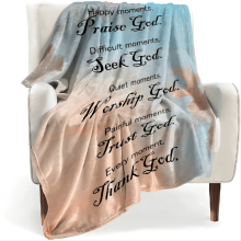 Religiøst fleece tæppe med skymønster, 76x102 cm