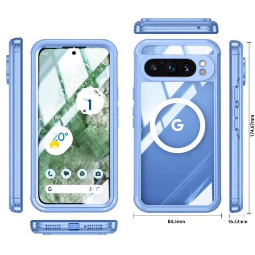 Google Pixel 9a Hülle, durchsichtig, stoßfest mit Displayschutz 2