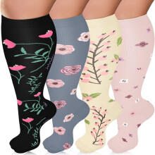 Compressiekousen 20-30 mmHg, kniehoog, 4 paar, maat 4XL