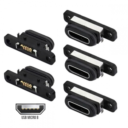Juego de 5 conectores hembra Micro-B USB 2.0 1