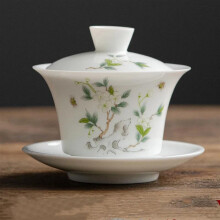 Gaiwan teáskészlet, kerámia, 110 ml, kézzel készített fehér porcelán