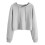 Women's Drawstring Crop Sweatshirt Hoodie Gray Long Sleeve 1