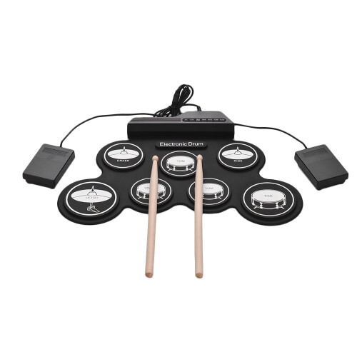 USB Roll-Up Silicon Drum Set 7 Pads for Beginners