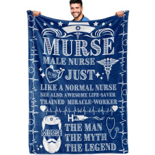 Male Nurse Fuzzy Throw Blanket Blue 40x50 in