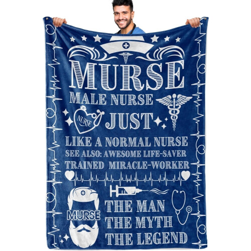 Male Nurse Blanket Blue 40x50 in