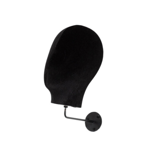 Wall Mount Mannequin Head Display Rack Black Flannel 1