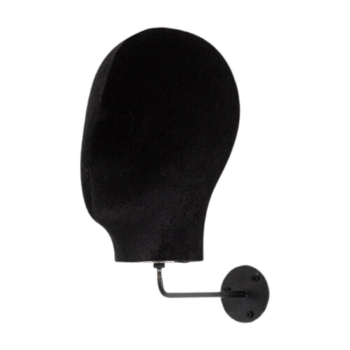 Wall Mount Mannequin Head Display Rack Black Flannel 2