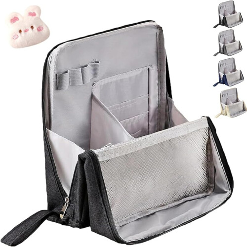 Standing Makeup Bag Black Waterproof Oxford Cloth Large