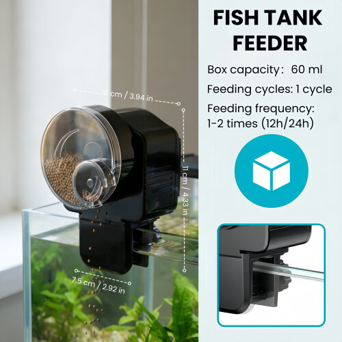 Automatic Fish Feeder 60 ml Adjustable Timer for Pellets 1