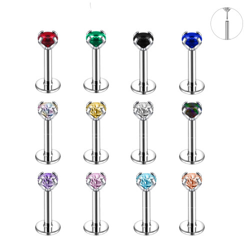 Crystal Lip Labret Studs Set 12 Pcs 16G