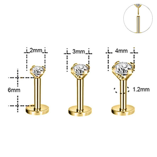 Labret Lip Studs Push-in Style 12 Pieces 1