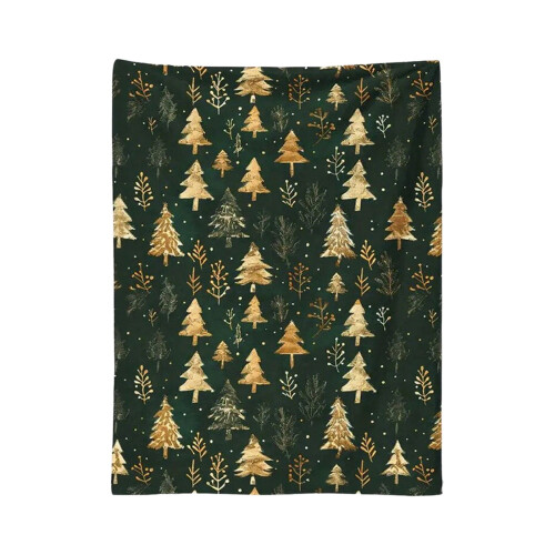 Christmas Foil Bow Throw Blanket with Gold Accents