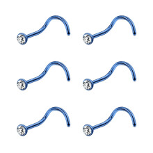 Crystal Nose Stud Piercing L-Shaped 20G