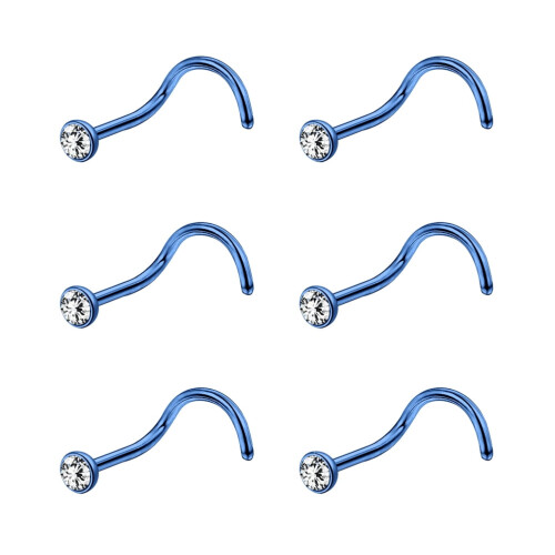 Crystal Nose Stud Piercing L-Shaped 20G