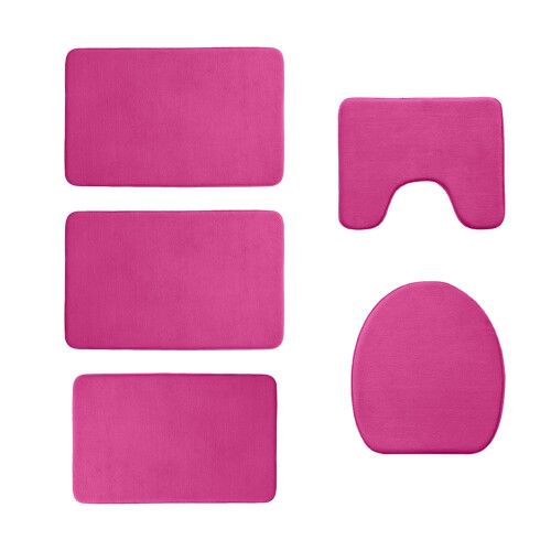 Ensemble de tapis de bain antidérapant, absorbant et doux, 5 pièces 1