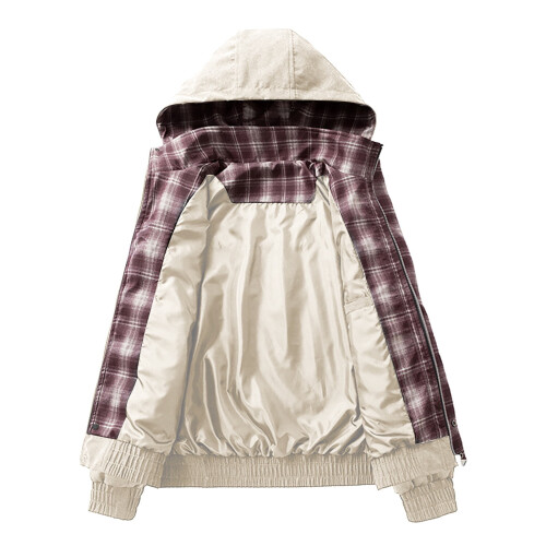 Herre Ternet Patchwork Utility Jakke Langærmet Lynlås 2