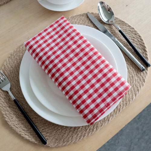Checkered Cloth Napkins Red 17x17 inch 4 pcs