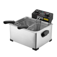 Fritadeira Elétrica Duoku para Batatas Fritas e Donuts, em Aço Inoxidável, com Cestos de Diferentes Tamanhos, Termostato Ajustável