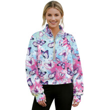 Women's Oversized Cropped Quarter-Zip Sweatshirt with