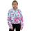 Women's Oversized Cropped Quarter-Zip Sweatshirt with 1