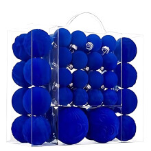 Velvet Christmas Balls Set 46 pcs Blue 3 sizes
