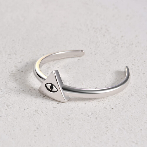 925 Sterling Silver Evil Eye Toe Ring Adjustable Open Design 2